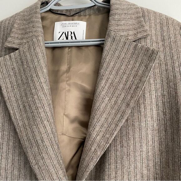 Zara Limited Edition 2021 Pinstripe Menswear Style Blazer Jacket - Picture 5 of 12
